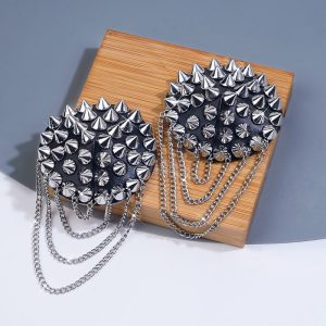 Chain Metal Rivet Breast Pad Leather