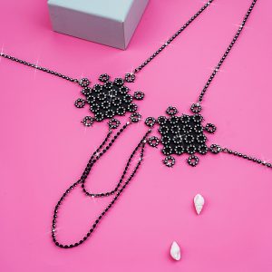 Rhinestone Leaf Underwear Stickers Chest Necklace
